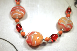 Бусины стекло 27 шт ± 2 шт №02 оранжевый