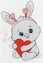 Кристальная ( алмазная) мозаика  " ФРЕЯ" ALVO- 609 открытка " Влюбленная зайка" 10. 5 х 14. 8 см